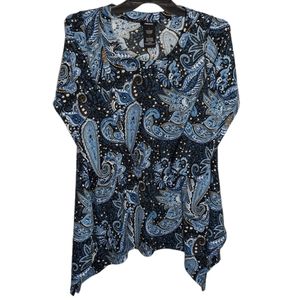 Premise Paisley Blue and Black Top Size‎ L